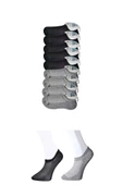 Siyah Ve Gri Erkek Görünmez Çorap 9 Çift - 1
