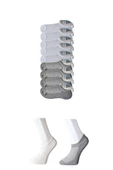 Gri Ve Beyaz Erkek Görünmez Çorap 9 Çift - 1