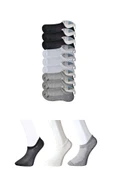 Siyah Gri Ve Beyaz Erkek Görünmez Çorap 9 Çift - 1