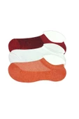 3 Adet Çocuk Sneaker Patik Çorap Bordo Beyaz Turuncu - 1