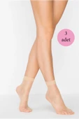 3 Adet Fit 15 Soket Ince Parlak Kısa Çorap Açık Ten - 1