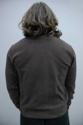 20400 Kahverengi Desenli Sıfır Yaka Jakar Basic Kazak - 2