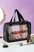 Porsima 3142 Şeffaf Seyahat Ve Makyaj Çantası Su Geçirmez Organizer Washbag 20x30cm Çok Renkli thumbnail 1