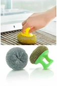 Tutacaklı Paslanmaz Çelik Top Bulaşık Ovma Teli Bulaşık Temizleme Fırçası Yıkama Süngeri - 3