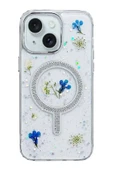 iPhone 15 Flower Magsafe Kapak - Krem thumbnail 1