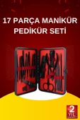 17 Parça El Ayak Bakım Seti Tırnak Temizleme Manikür Pedikür Cımbız Törpü Tırnak Makası thumbnail 1