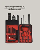 17 Parça Profesyonel Manikür Pedikür Seti Paslanmaz Çelik Siyah Kutu thumbnail 4