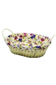 Yakut Renkli Bezli Oval Hasır Ekmek Sepeti 8821 - 1