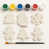 Ehobici Taş Boyama Yeniyıl Yılbaşı Seti 6 Renk Akrilik Boya 5ml + Fırça - 1