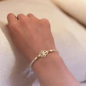 14 Ayar Altın Plakalı Harfe Özel Hasır Kordonlu Hamsa Motifli Hediye Bileklik-499 thumbnail 2