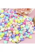 60 Gr (300 Adet) Şeker Rengi Akrilik Kalp Boncuklar Renkli Karışık Plastik Pastel Boncuklar Ara Boncuk Kalp Şekilli Koly thumbnail 6