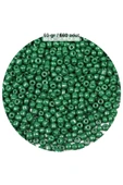 Koyu Yeşil Renk 4 Mm Yaklaşık 660 Adet / 60 Gram Cam Boncuk Oya Yazma Bileklik Ve Kolye - 1