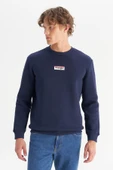 Erkek Mid Logo Sweatshirt DarKNavy DarKNavy XL thumbnail 1