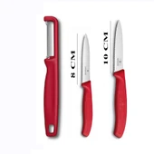 Victorinox Kırmızı Tırtıklı Soyma Bıçağı 8 CM - 10 CM ve Domates Sebze Soyacağı 3lü Set thumbnail 2