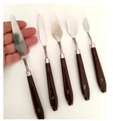 Spatula Seti Büyük Boy, Akrilik, Yağlı Boya, Pasta Süsleme, Kek Şekillendirme 5'li-ahşap set thumbnail 4