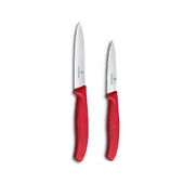 Victorinox Kırmızı Düz Soyma Bıçağı 2'li 8 CM ve 10 CM - 1