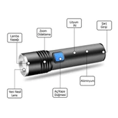 Mini Profesyonel En Güçlü EL Feneri Watton Kamp Lamba Fener thumbnail 3