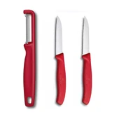 Victorinox 8 CM Kırmızı Tırtıklı ve Düz Bıçak ve Domates Sebze Soyucu 3Lü Set thumbnail 1