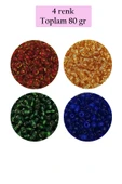Dökme Cam Kum Boncuk (8/0) 3 Mm - 4 Renk - Toplam 80 Gram - Bnc424 thumbnail 1