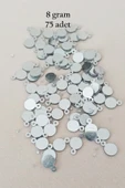 Oya Abiye Bileklik Kolye Pleksi Metalik Plastik Pul Gümüş Renk 8 Gram 75 Adet - Bnc520 - 1