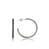 925 Ayar Gümüş Tamtur Siyah Taşlı Küpe thumbnail 2