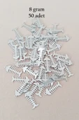 Oya Abiye Bileklik Kolye Pleksi Metalik Plastik Pul Gümüş Renk 8 Gram 50 Adet - Bnc529 - 1