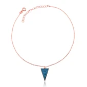 925 Ayar Gümüş Rose Mavi Üçgen Halhal thumbnail 2