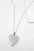 Kalp Plaka Kolye - Gümüş - 2