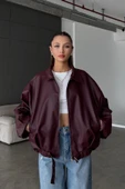 Kadın Oversize Deri Ceket– Oversize Relax Fit, Fermuarlı Kemer Detaylı Günlük Kadın Ceket - 1