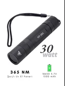 GP-281 Şarjlı Mor Uv Işık El Feneri 365 Nm Doğal Taş, Leke, Oje Kurutma Ultraviyole Fener 30 Watt - 2