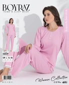 Boyraz 06039 Kadın İnterlok Kumaş Uzun Kol Pijama Takımı - 1