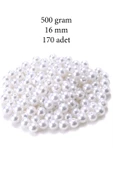 500 Gram 16mm Beyaz Renk Plastik İnci Boncuk Çanta Ve Takı Yapım Boncuğu (~170 Adet) thumbnail 1