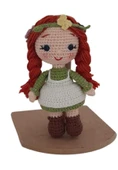 Yeşil Beyaz Nazlı Bebek Amigurumi Organik Anahtarlık Oyuncak - 1