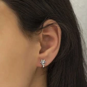 Gümüş Renkli Çiçek Küpe thumbnail 2