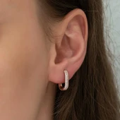 Gümüş Çift Taraflı Beyaz Taşlı J Bayan Küpe thumbnail 2