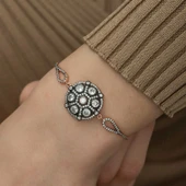 925 Ayar Gümüş Rose Elmas Montür Bileklik thumbnail 3