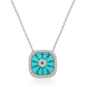 Gümüş Rodyum Kare Camgöz Nazar Bayan Kolye thumbnail 1