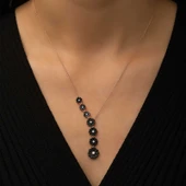 ​925 Ayar Gümüş Sıralı Çiçekler Kadın Gümüş Kolye thumbnail 3