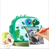 Dinazor Temalı Anında Baskılı Çocuk Kamerası | Çift Kamera, 2,0″ Ekran, Silikon Kılıf - 1