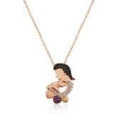 925 Ayar Gümüş Rose Anne Ve Bebek Kolye thumbnail 2