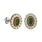 Gümüş Otantik Oval Çivili Küpe thumbnail 2