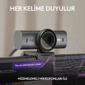 Logitech MX Brio Ultra HD 4K Gizlilik Kapaklı ve Mikrofonlu Yayın Web Kamerası, Koyu Gri - 4