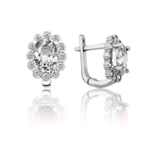 Gümüş Beyaz Çiçek Desenli J Kadın Küpe thumbnail 1