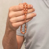 Gümüş Kazaz Püsküllü Sıkma Kehribar Tesbih thumbnail 4