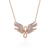 925 Ayar Gümüş Rose Melek Kanadı Sonsuzluk Kadın Kolye thumbnail 3