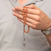 Gümüş Kazaz Püsküllü Sıkma Kehribar Tesbih thumbnail 2