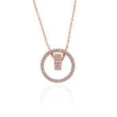 925 Ayar Gümüş Rose İç İçe Geçmiş Halka Kadın Kolye thumbnail 2