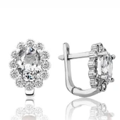 Gümüş Beyaz Çiçek Desenli J Kadın Küpe thumbnail 2