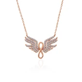 925 Ayar Gümüş Rose Melek Kanadı Sonsuzluk Kadın Kolye thumbnail 2