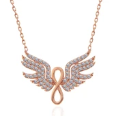 925 Ayar Gümüş Rose Melek Kanadı Sonsuzluk Kadın Kolye thumbnail 5